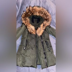 Mackage Fur- Trimmed Hooded Down Jacket size M